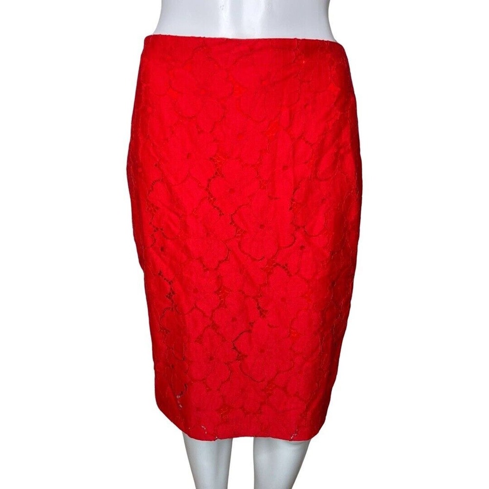 Banana Republic Skirt Womens 2 True Red Lace Pencil Skirt Straight Career Party